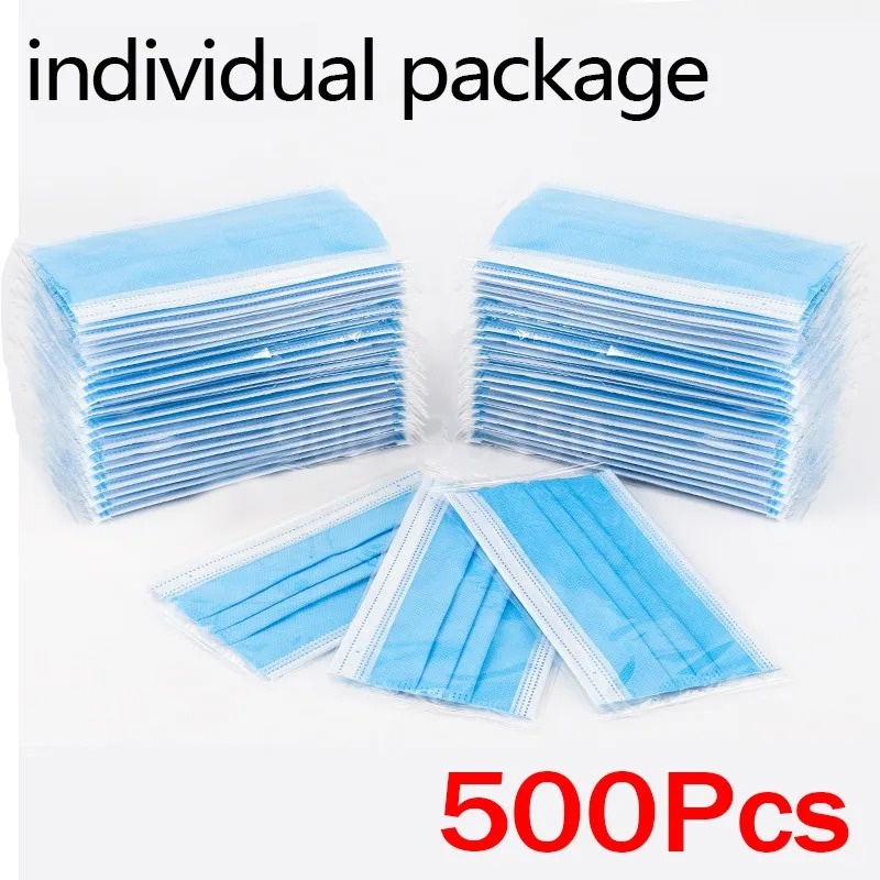 Disposable Mask Blue - 50-500 adet Tek Kullanımlık Yetişkinler için