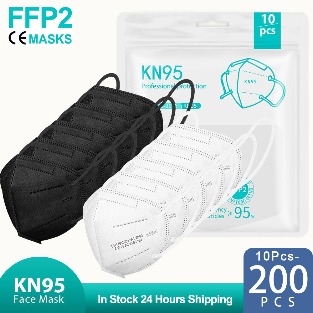 Disposable Surgical Mask - 10-200PCS mascarillas fpp2 Siyah KN95 CE
