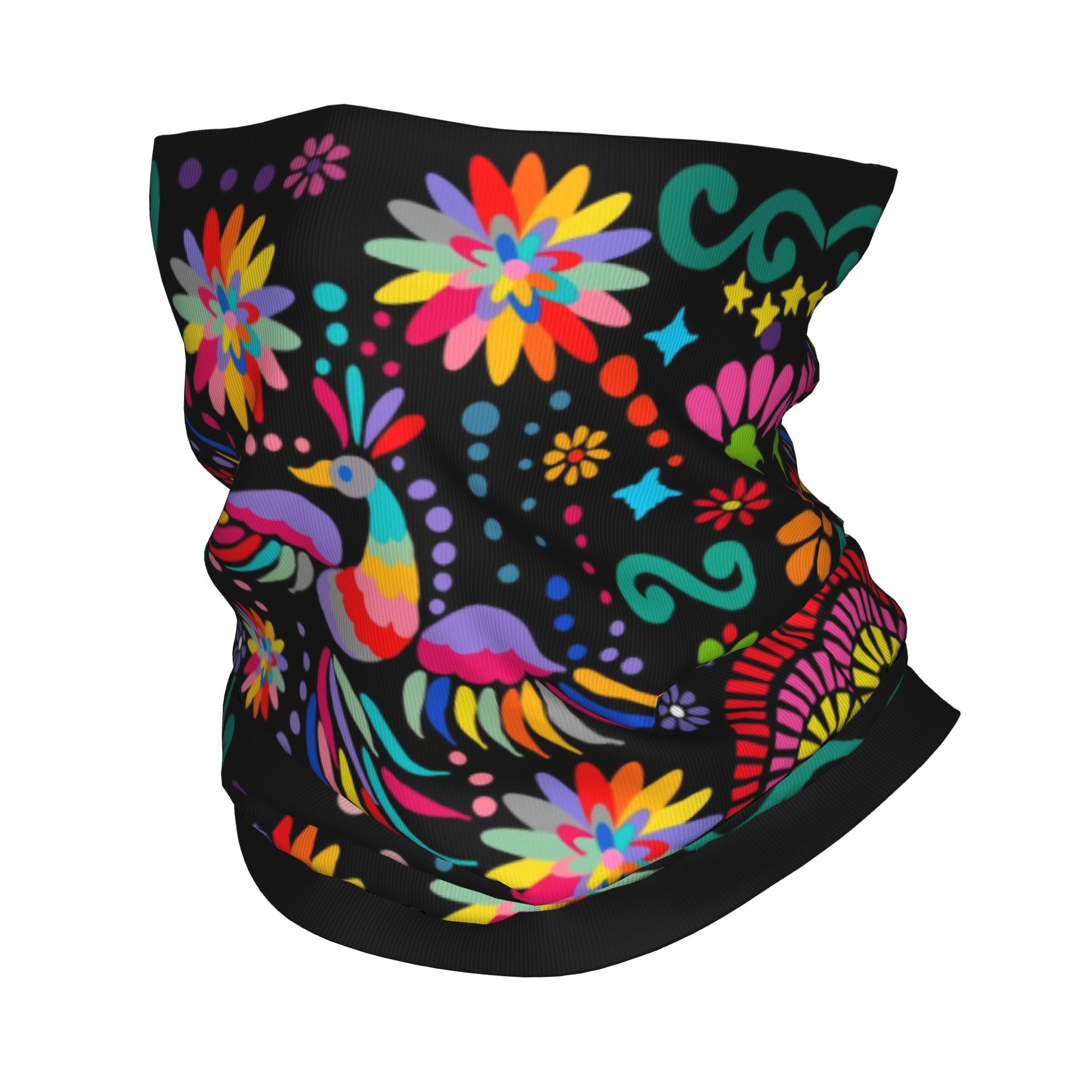 Neck Gaiter Face Cover - Özel Meksika Çiçek Desenli Tekstil Bandana