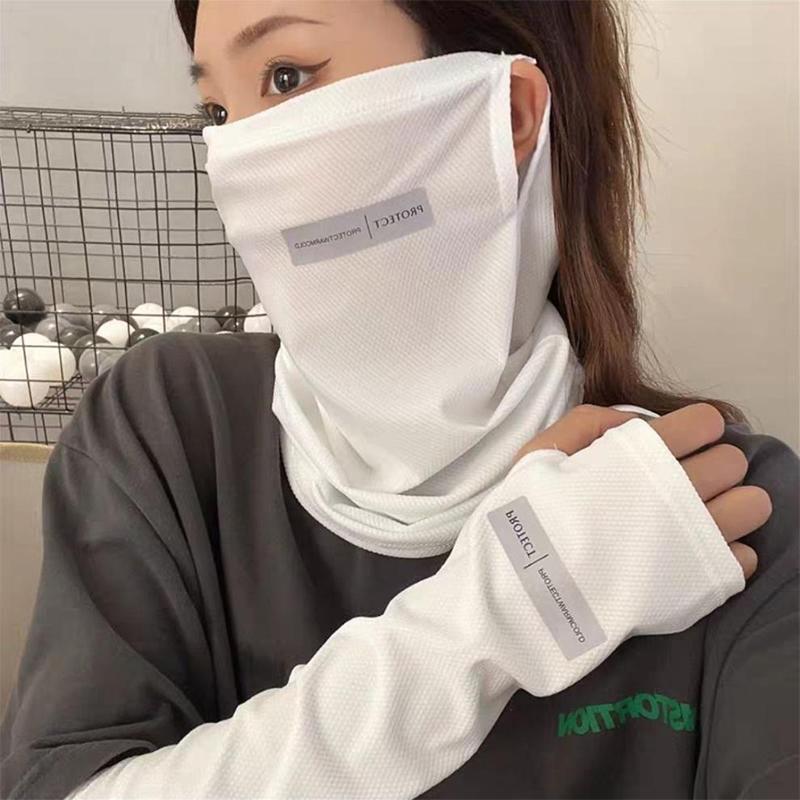 Sports Mask Breathable - Buz İpeği Güneş Koruma Seti*Yüz Maskesi+Kol